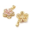 Flower Brass Micro Pave Cubic Zirconia Pendants KK-M325-13C-G-2