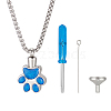 DIY Cat Paw Print Stainless Steel Enamel Urn Ashes Pendant Necklaces Making Kits DIY-NB0012-91A-1