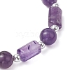 Natural Amethyst Round Beaded Stretch Bracelets BJEW-JB11137-01-4