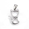 Non-Tarnish 304 Stainless Steel Hollow Kitten Pendants STAS-P209-28P-1