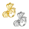 2Pcs 2 Colors Bowknot Alloy Adjustable Finger Rings RJEW-HY0001-25-1