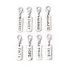 8Pcs 8 Styles Alloy Rectangle with Inspirational Word Pendant Decoration HJEW-JM02380-1