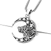 Viking Series Wolf Head Moon Star Pendant Necklace with Iron Chain for Men PW-WG50865-01-1