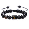Adjustable Natural Tiger Eye and Glass Beaded Braided Bead Bracelets for Men Women FS-WGD7D76-26-1