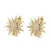 Sun Shape Clear Cubic Zirconia Hoop Earring X-EJEW-C002-10G-RS-4