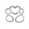 Non-Tarnish 304 Stainless Steel Heart Open Cuff Ring RJEW-T023-19P-2