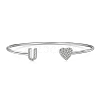 Anti-Tarnish Heart & Letter Rhodium Plated 925 Sterling Silver Micro Pave Cubic Zirconia Cuff Bangles for Women BJEW-C062-01U-P-1