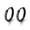 Ion Plating(IP) 316 Surgical Stainless Steel Pave Clear Cubic Zirconia Hoop Earrings Women EJEW-A109-01A-EB-1