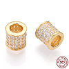 925 Sterling Silver Micro Pave Cubic Zirconia Beads STER-T004-89G-1