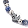 Natural Sodalite & Synthetic Magnetic Hematite Anchor Beaded Bracelet BJEW-P339-01P-08-2