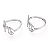 304 Stainless Steel Heart Bit with Peace Sign Adjustable Ring RJEW-T027-04P-2