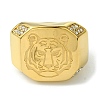 304 Stainless Steel Rhinestone Tiger Signet Rings RJEW-Q815-02G-2