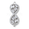 Rack Plating Brass Clear Cubic Zirconia Infinity Connector Charms KK-A234-036P-02-1