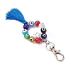 Handmade Lampwork Evil Eye & Polyester Tassel Pendant Decorations HJEW-JM02821-01-4