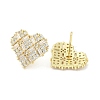 Rack Plating Brass Micro Pave Clear Cubic Zirconia Stud Earrings for Women EJEW-M260-12G-2