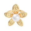 Rack Plating Flower Brass Open Cuff Rings for Women RJEW-B064-18G-01-2