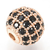 Brass Micro Pave Cubic Zirconia Beads ZIRC-Q013-10mm-143RG-2