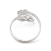 304 Stainless Steel Heart & Leaf Adjustable Ring for Women RJEW-K245-35P-2