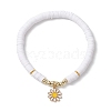 5Pcs 5 Styles Daisy Flower Alloy Enamel Charm Bracelet Sets BJEW-JB10545-3