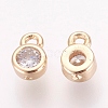 Brass Cubic Zirconia Charms X-ZIRC-P068-01G-2