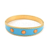 Deep Sky Blue Enamel Bangles with Glass Beaded BJEW-G678-04G-2