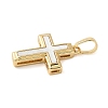 Brass Pave Natural White Shell Pendants KK-S522-01C-G-2