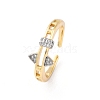 Brass Micro Pave Clear Cubic Zirconia Cuff Finger Rings for Women RJEW-C116-02G-4