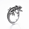 Alloy Lizard Open Cuff Ring for Women RJEW-T009-46AS-3