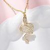 Brass Micro Pave Clear Cubic Zirconia Snake Pendant Necklaces NJEW-S438-02F-G-2