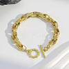 Textured 304 Stainless Steel Double Link Chain Bracelets for Women BJEW-P391-01A-G-1