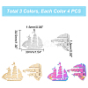 12Pcs 3 Colors 304 Stainless Steel Pendant STAS-DC0012-37-2