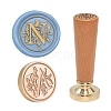 European Style Round Golden Tone Brass Letter Wax Seal Stamps PW-WG011B8-16-1