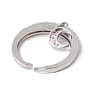 Clear Cubic Zirconia Moon Charm Open Cuff Ring RJEW-F124-02P-3