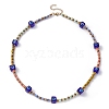 Evil Eye Lampwork & Glass Seed Beaded Necklace for Women NJEW-JN04390-2