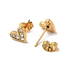 Ion Plating(IP) Heart 304 Stainless Steel Rhinestone Stud Earrings EJEW-A081-15G-02-2