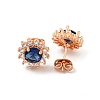 Flower Brass Micro Pave Clear Cubic Zirconia Stud Earrings EJEW-G387-04RG-1