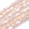 Electroplate Opaque Solid Color Glass Beads Strands EGLA-G035-B-FR05-1