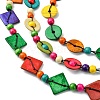 Dyed Natural Coconut Rhombus Beaded 3 Layer Necklaces NJEW-A007-02C-3