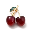 3D Resin Cherry Brooch Pin with Rhinestone JEWB-P013-05G-1