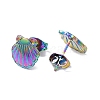 Ion Plating(IP) 304 Stainless Steel Shell Stud Earrings for Women EJEW-I285-13MC-2