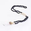 Natural Black Tourmaline and Natural Quartz Crystal Pendant Necklaces NJEW-I220-05-1