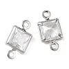 SHEGRACE Brass Pave Cubic Zirconia Square Connector Charms XGRQ2O292-440A-P-2