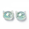 UV Plating Rainbow Iridescent Acrylic Beads OACR-H015-05D-2