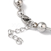 304 Stainless Steel Beads Ball Chain Bracelets for Women BJEW-B092-01A-P-3