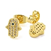 Golden Brass Micro Pave Cubic Zirconia Stud Earrings EJEW-D103-01B-G-2