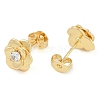 Rack Plating Flower Brass Pave Clear Cubic Zirconia Stud Earrings for Women EJEW-Z059-09G-2