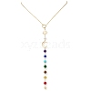 Chakra Natural Malaysia Jade & Tiger Eye & Synthetic Citrine & Synthetic Turquoise Pendant Necklaces NJEW-JN05046-1