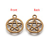 Tibetan Style Alloy Flat Round with Star Charms TIBEP-5248-AB-FF-2