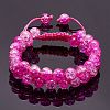 Sparkling Round Glass Braided Bead Bracelet BJEW-SW00082-05-8