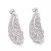 Brass Micro Pave Clear Cubic Zirconia Pendants ZIRC-G153-38P-1